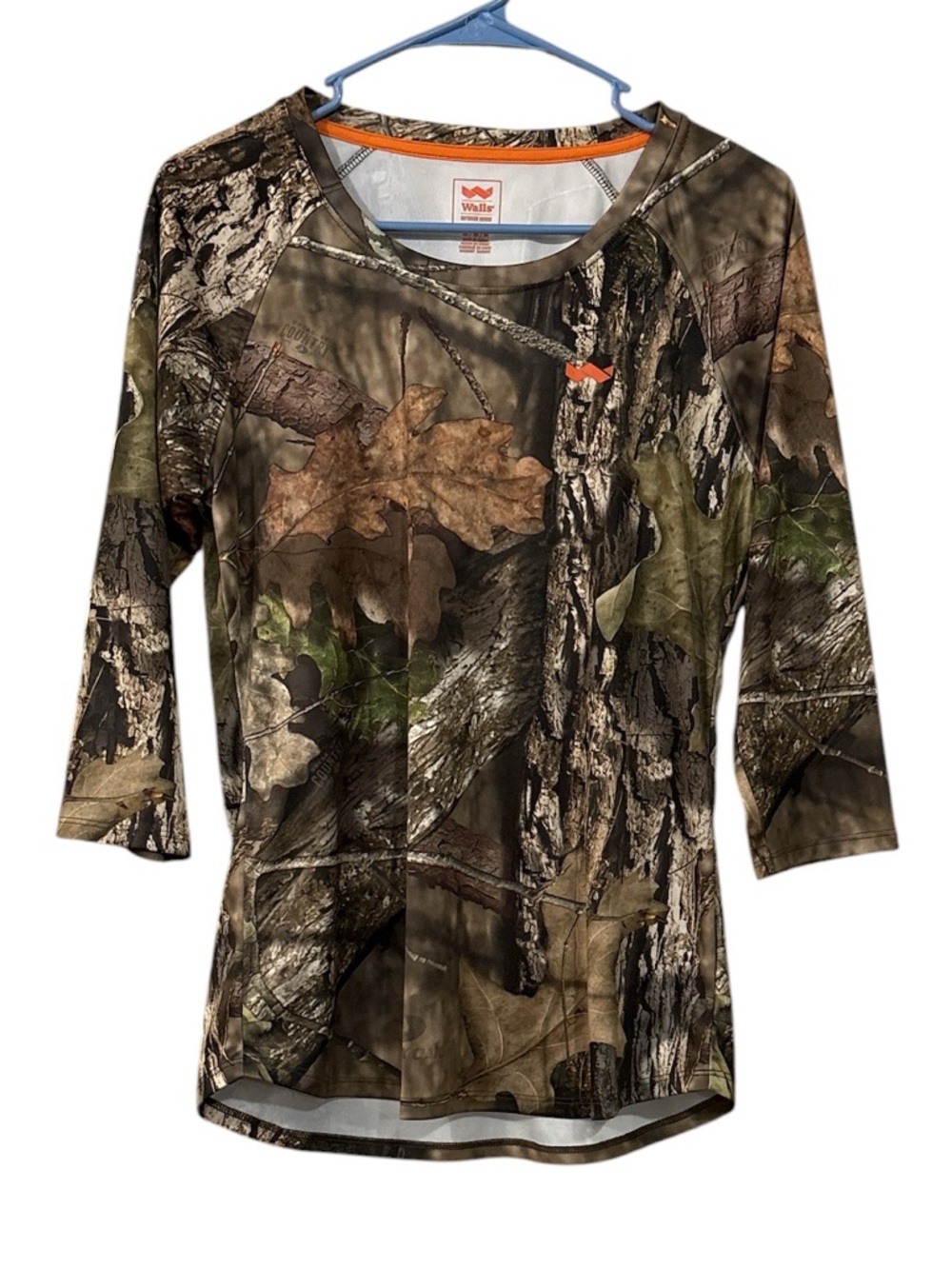 Walls Women's Realtree Camo Long Sleeve Tee with Orange Trim
